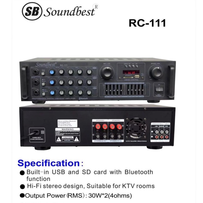Power Amplifier Karaoke Soundbest Rc111 plus Equaliser Usb New New