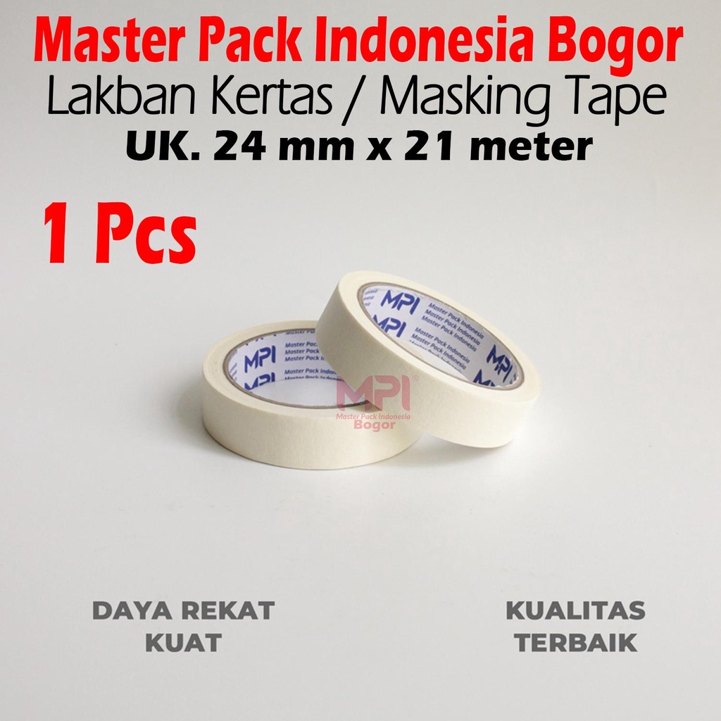 

Lakban Kertas 24mm x 21 Meter - Masking Tape 24mm x 21 M - Master Pack Indonesia Bogor