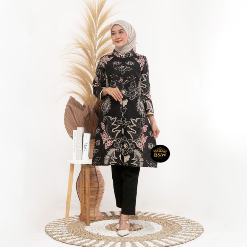 Afkar Batik Tunik Batik Kancing aktif katun prima maura batik kancing