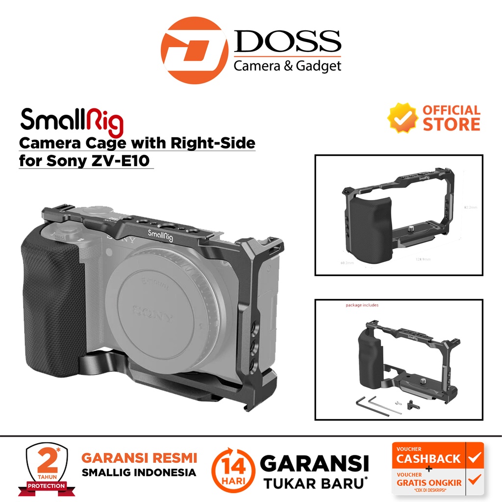 SmallRig Camera Cage with Right-Side Handgrip for Sony ZV-E10 3538B