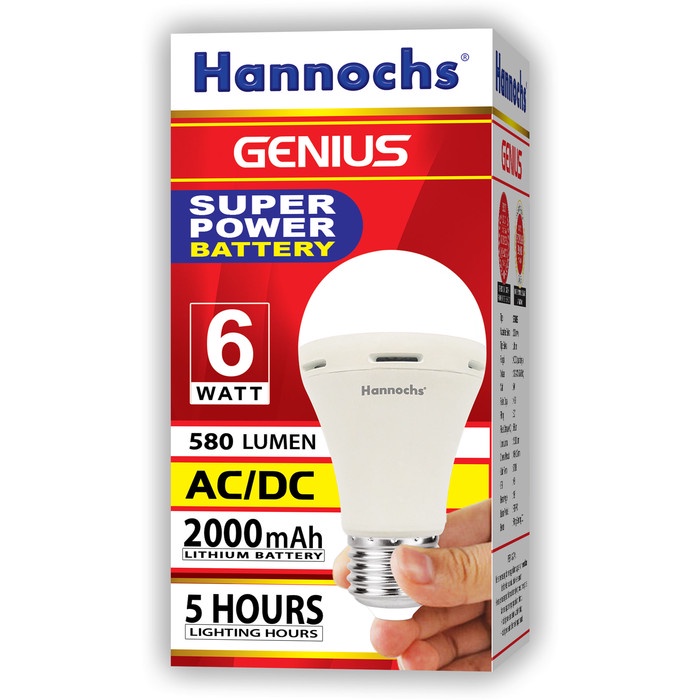 Lampu LED Hannochs Genius Emergency AC DC 6w 6 Watt Magic Hannoch