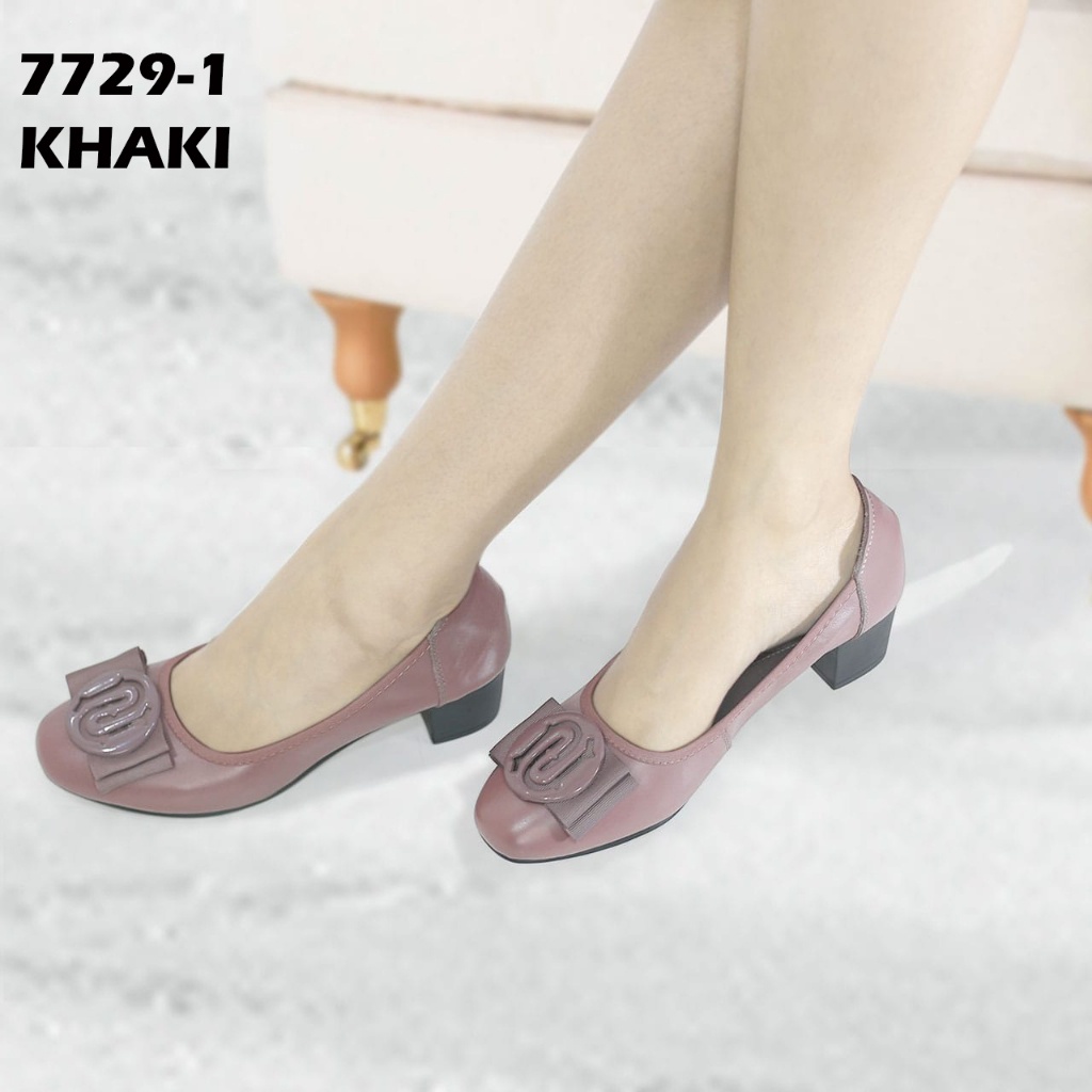 (pjb_jakarta2018) NEW - (COD) Sepatu Heels Wanita Kulit Asli W7729-1 Sepatu Kerja Wanita Kulit Asli 