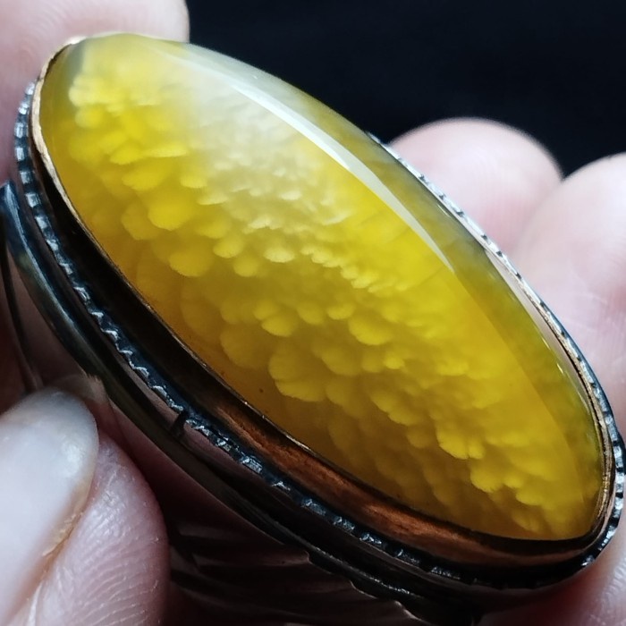 Cincin Batu Akik Pandan Semu Nanas Kapas Sutra Merah Lumut Oli Antik61