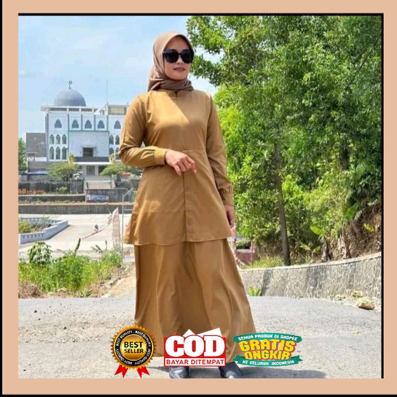 SETELAN BAJU PEMDA TOYOBO KHAKI (TUNIK+ROK) SETELAN KERJA PNS DINAS GURU TOYOBO// BAJU SERAGAM GURU 