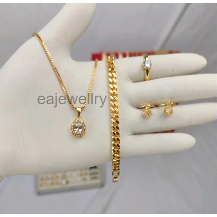1 set perhiasan emas asli 24k wanita dewasa mewah elegan cantik
