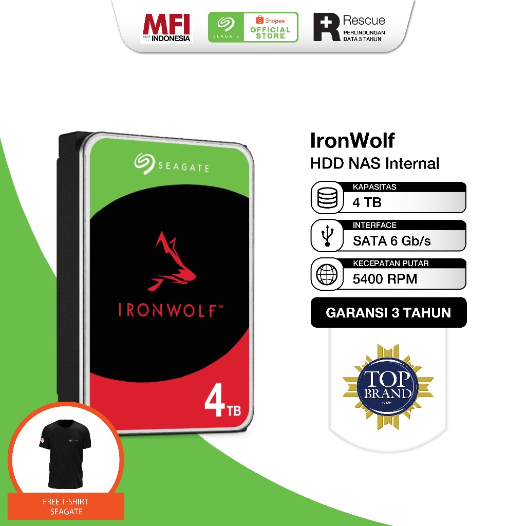 Seagate IronWolf Hardisk NAS 4TB SATA JMBRR99