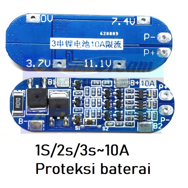 BMS 18650 Protection Board utk Baterai 1s 2s 3s Lithium Battery 10A -OLL