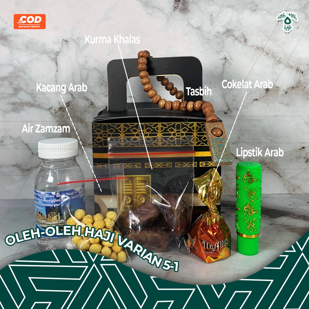 

PAKET OLEH OLEH HAJI SEKAT 5 ZAMZAM KHALAS COKLAT TASBIH KACANG ARAB PLUS LIPSTICK VARIAN 1