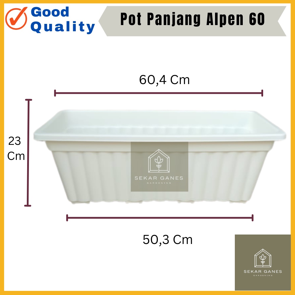 NEW Pot Panjang Alpen 60 Putih Pot Bunga Segi Panjang 60cm 70cm Putih Hitam Coklat Merah Bata  Pot P