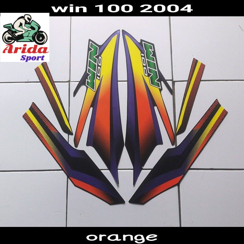 striping win 100 stiker honda win 2004 hitam orange