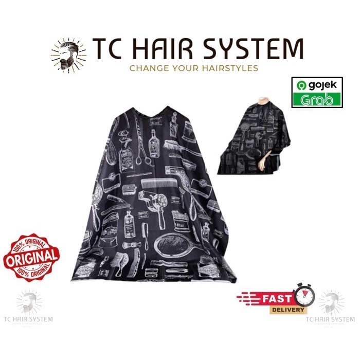 Kain Penutup Badan Pangkas Rambut / Kain Barbershop Hitam/ Jubah Apron