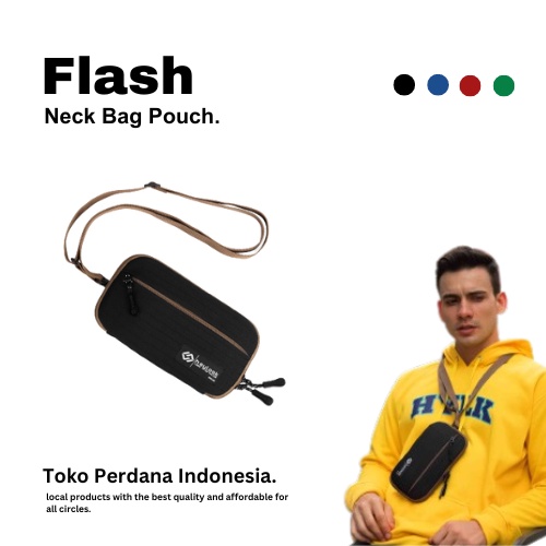 Tas Leher Kekinian Pria - Pouch Flash Neck Bag Premium Sling Bag (  by Perdana )
