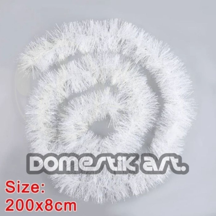 SLINGER NATAL PUTIH SALJU 8CM / slinger putih polos Murah Tinsel putih