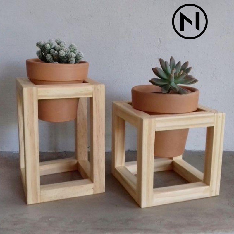 Nanhayu Sapota - Standing Pot Tanaman Bunga Menggantung Kayu Minimalis