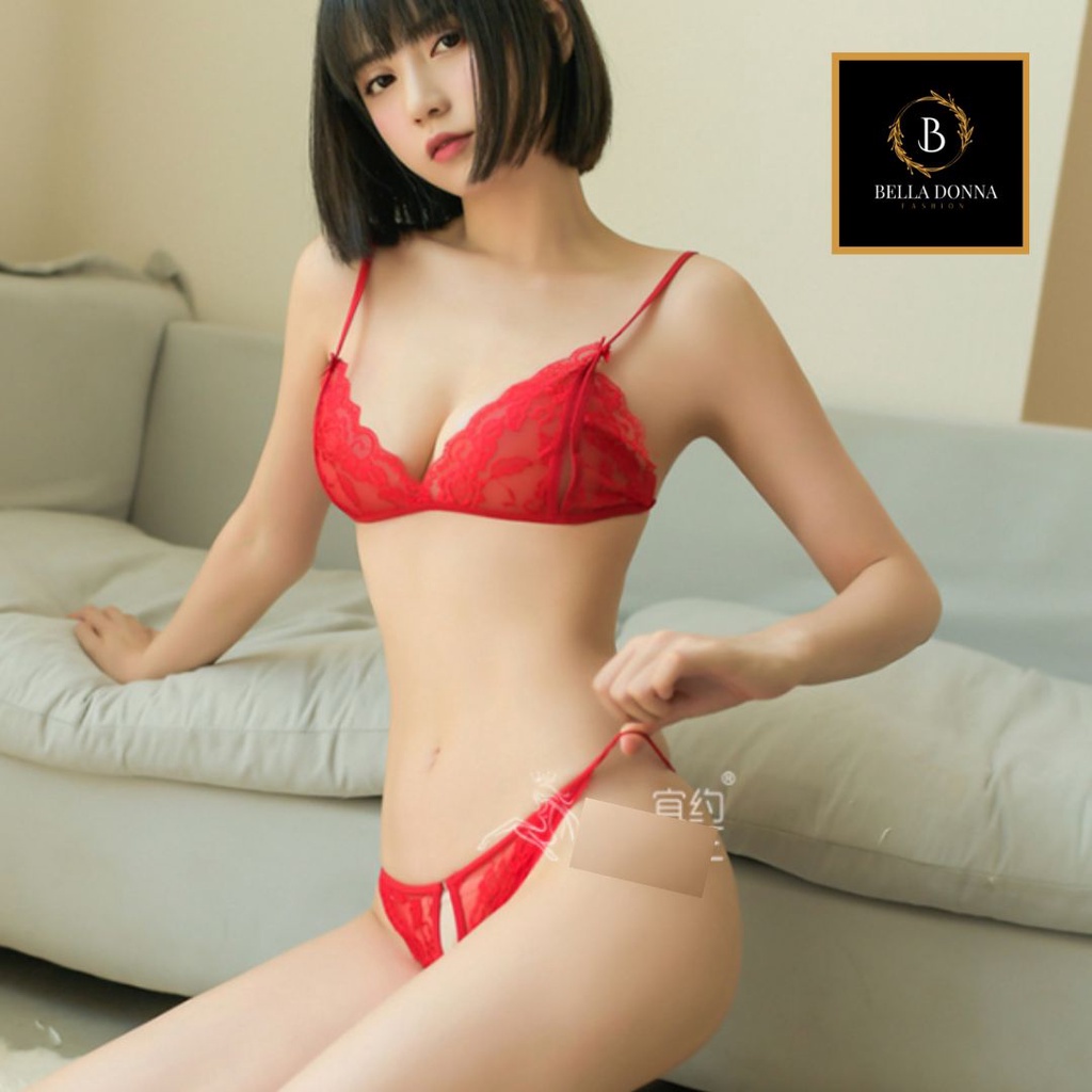 belladonna_id 1 Lingerie Sexy Pakaian Dalam Lingerie BRACD-01 Wanita Dewasa Sexy anggun termurah set pakaian dalam Set Bra dan G-String Transparant Pita Bunga-5