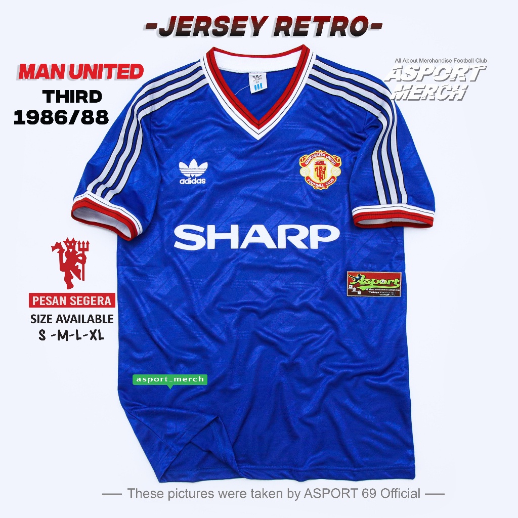 RETRO MU MAN UNITED THIRD 3RD 1986 1987 1988