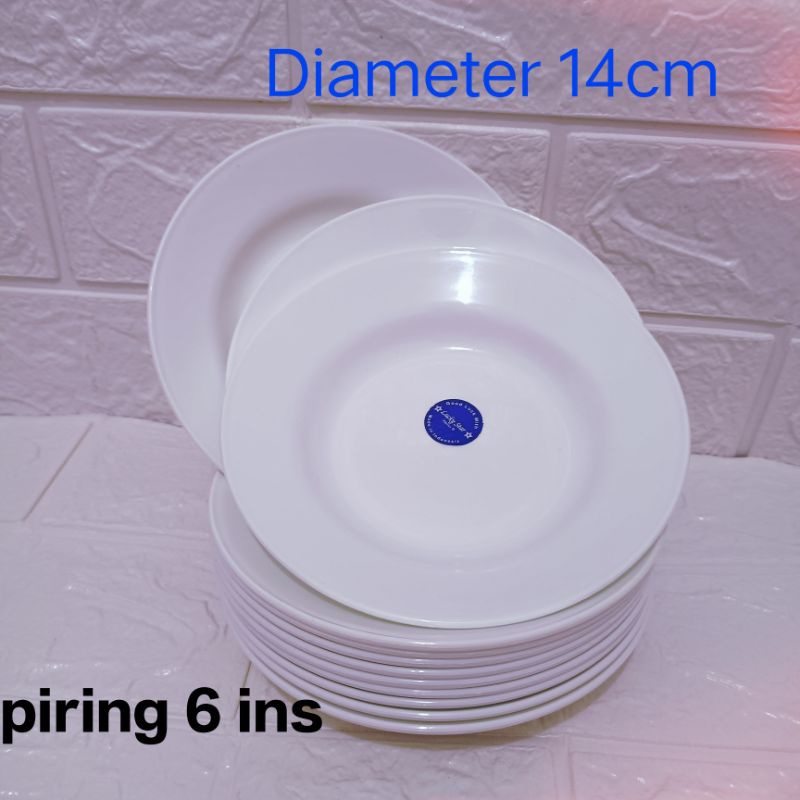 Piring plastik putih 6" (d14cm )/ Lepek plastik / Tatakan Plastik 12pc(1 lusin)