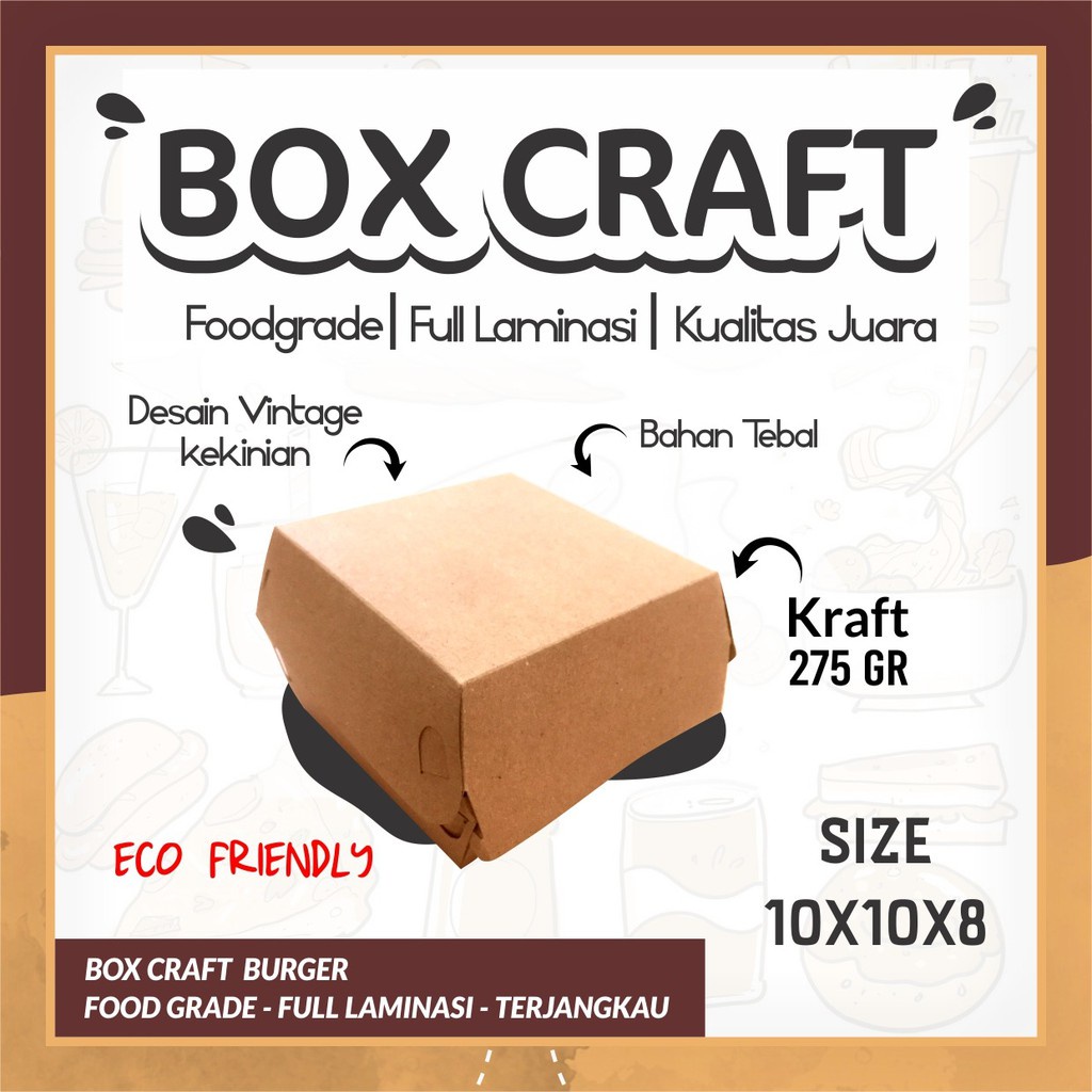 

(PER 1 PCS) Box Burger Box Ayam Geprek Kemasan Bento Hotwing Dus Dimsum Takoyaki Craft Laminasi Dalam