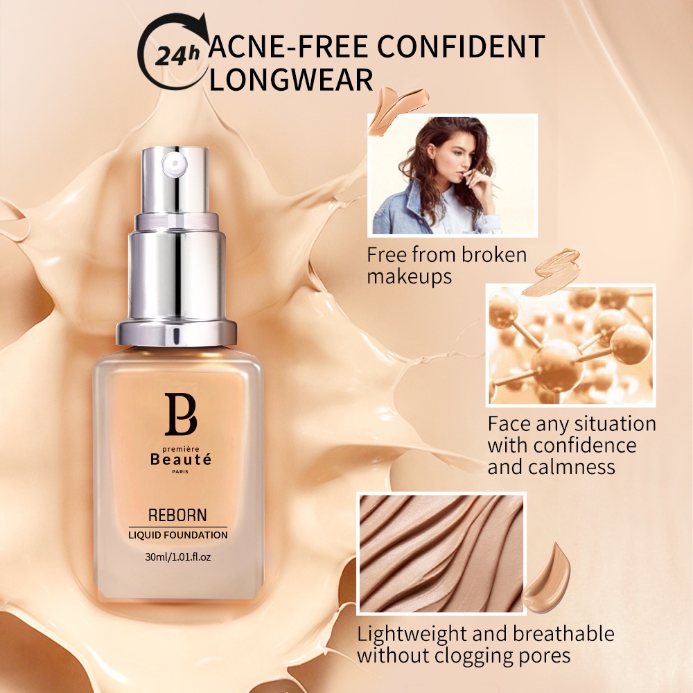 

COD Reborn Matte Liquid Foundation Make Up Poreless bb cream non wardah Natural(Tahan Lama Hingga 24 Jam) perawatan wajah FV SK-FOREVER Cushion Fenty Beauty Waterproof BPOM