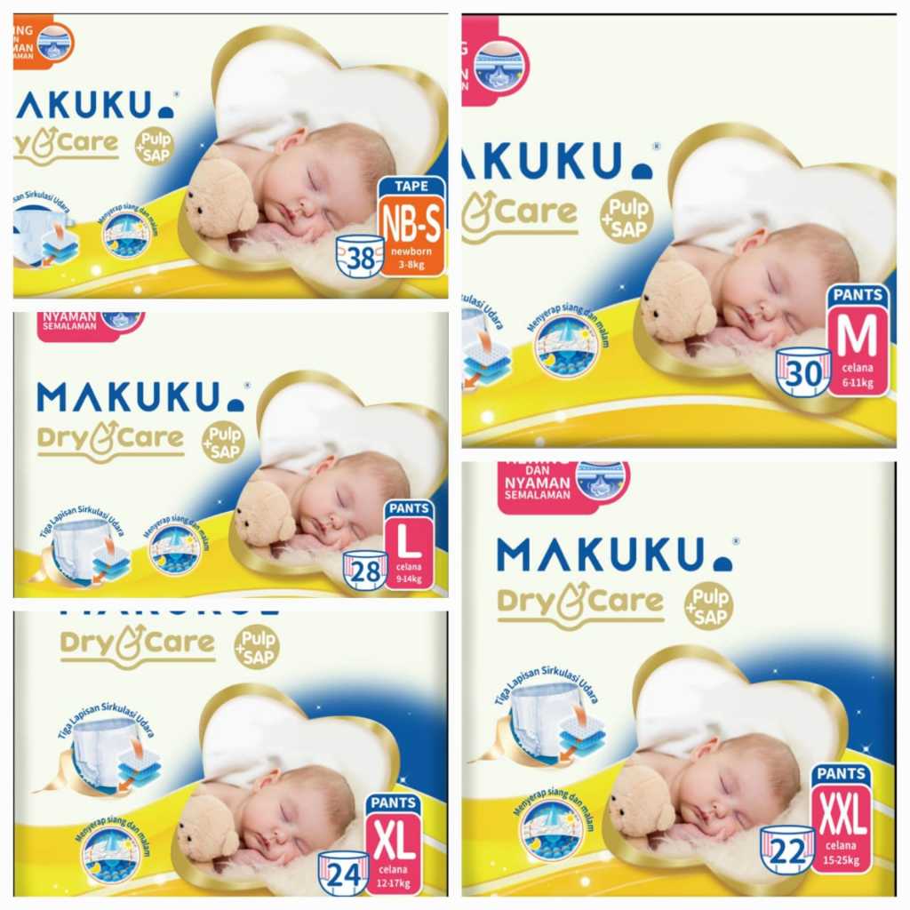 BIG SALE 12.12 MAKUKU SAP DIAPERS DryCare/Comfort Fit/Growcare/Parenty /Ladis 1 KARTON