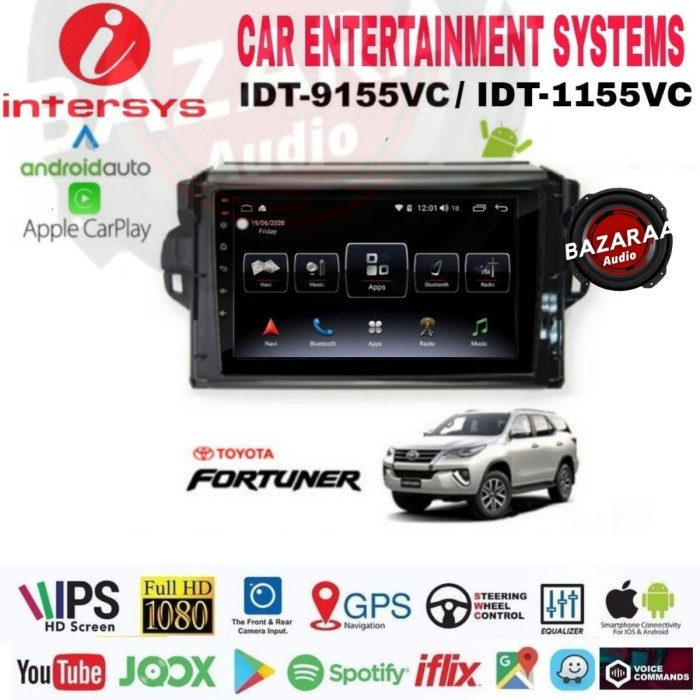 Head Unit Android INTERSYS 9 Inch FORTUNER 2015 - 2020 + Socket PNP