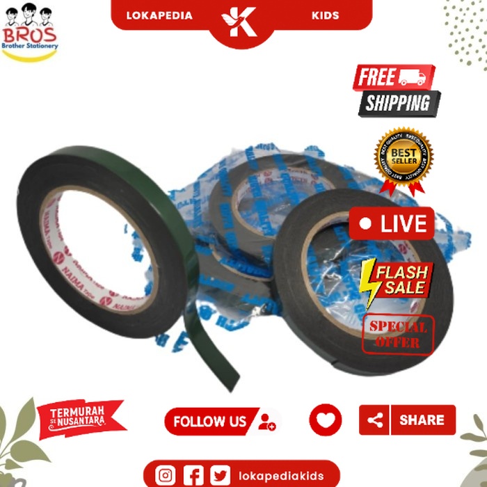 

Double Tape Foam 12mm x 5meter / Double Tip Hijau Busa