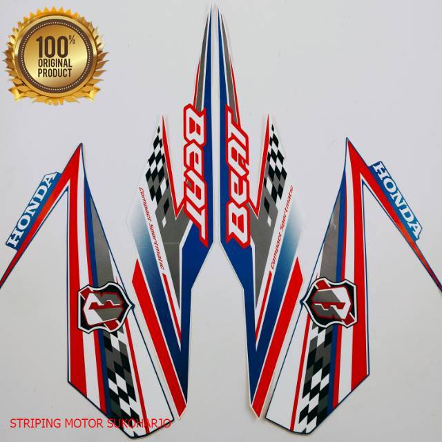 (ORI) striping honda beat fi esp 2018 2019 biru lis putih kualitas original