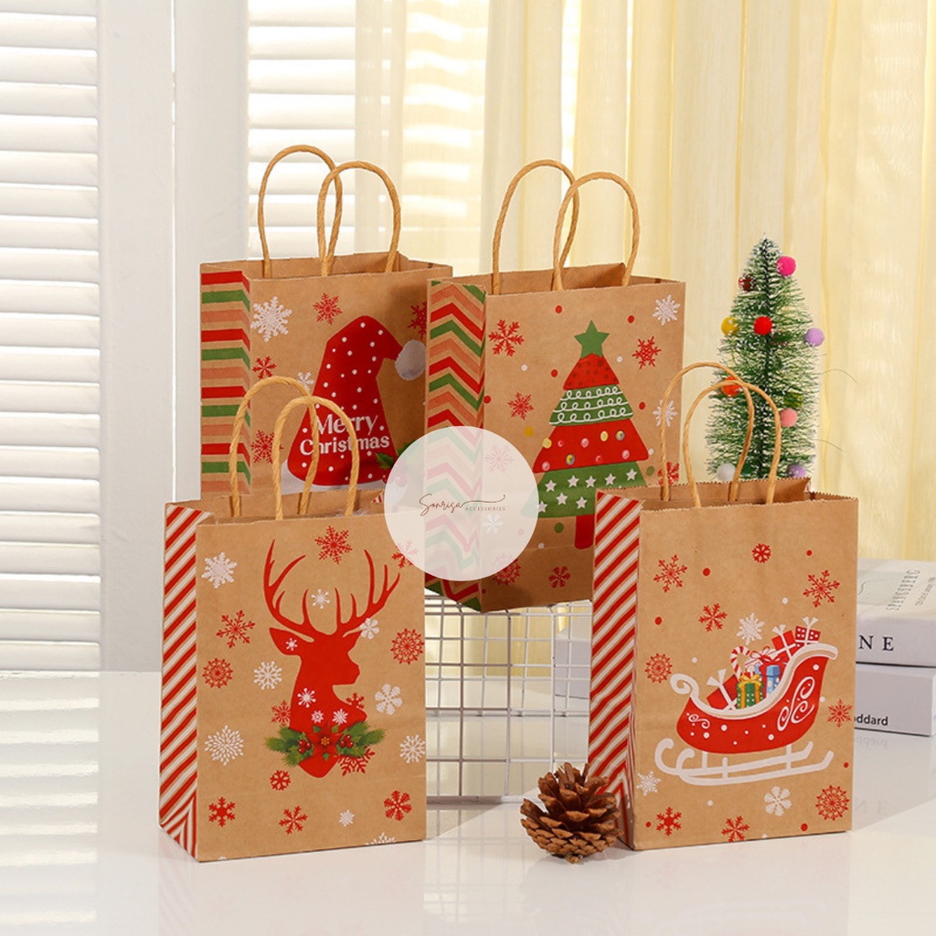 

Paper Bag Christmas Kraft Paper / Paperbag Natal Craft Paper / Goodie Bag