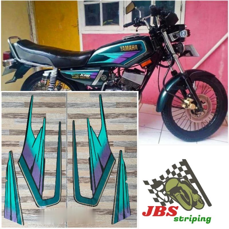 striping stiker  Yamaha rx king hijau hitam tahun 1995 lis striping rx king