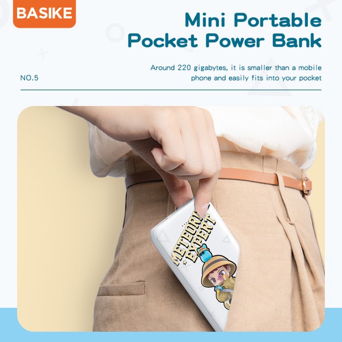 Powerbank LCD Dual USB BASIKE 10000 mAh Fast Charging Mini Murah Ori - Putih