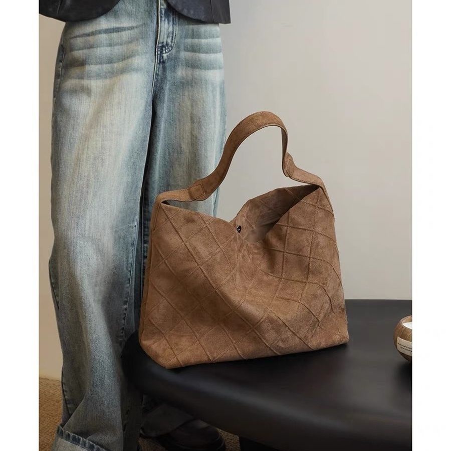 [ COD✅ ] Aroana BagTas Tote Wafel Karamel LOSER Tas Kapasitas Besar Wanita  Tas Tangan Suede Baru Ta