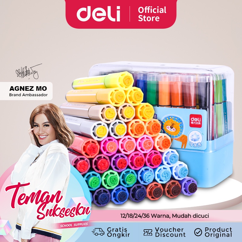 

Spidol 24 Warna Deli Felt Pen (blue) Spidol Tinta dapat dicuci