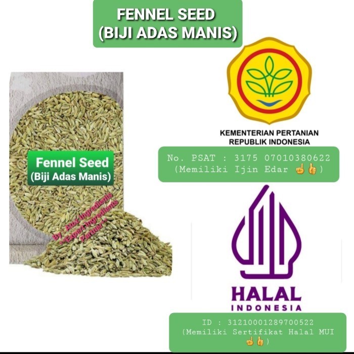 

BEST SELLER Indian Fennel Seeds 250 GR / Biji Adas Manis 250 GR