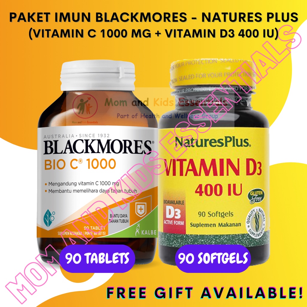 PAKET IMUN BLACKMORES NATURES PLUS BIO C 1000 MG 90 TABLETS DAN VITAMIN D3 400 IU 90 SOFTGELS
