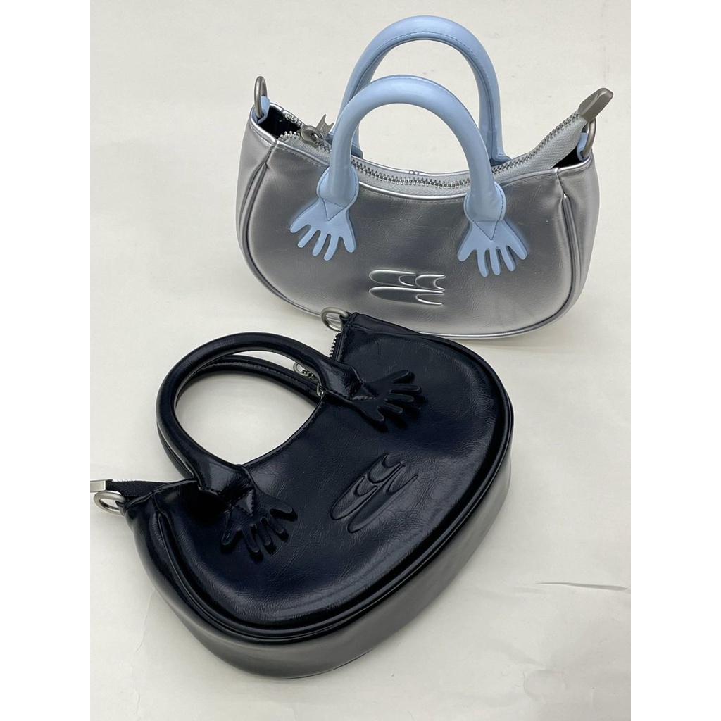 [ COD✅ ] Aroana BagTas Tangan Kecil Biru Langit Perak Tas Mini Tas Selempang Rantai Ganda Tas Wanita