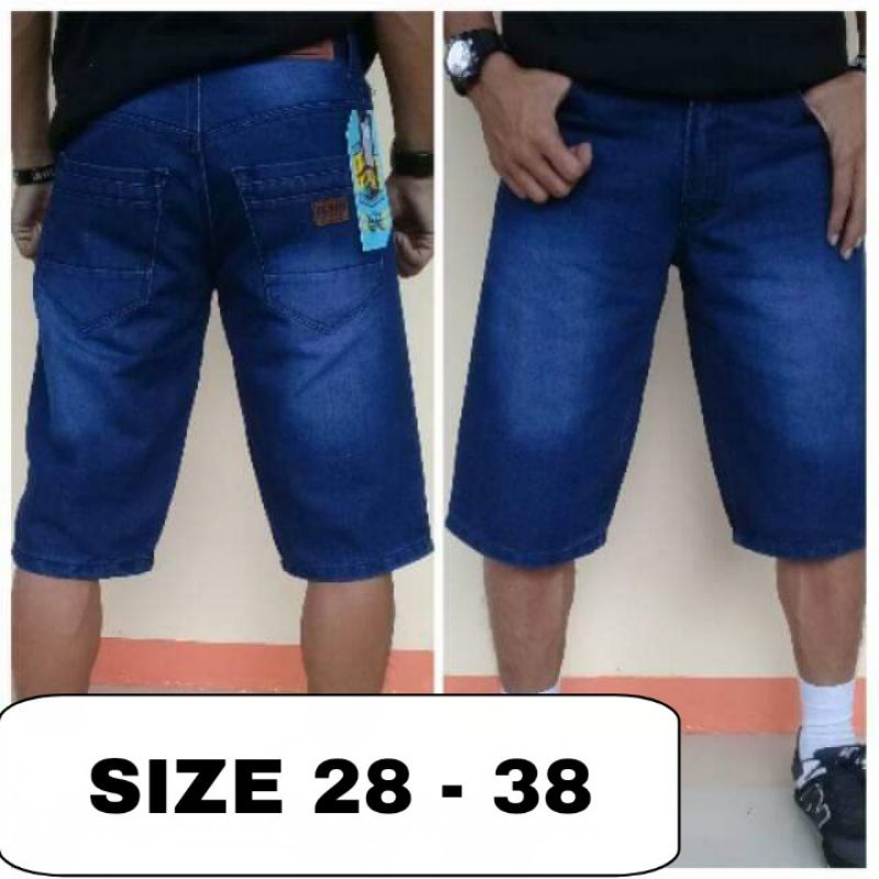 Celana Jeans pendek pria/Celana jeans pendek bawah lutut/Jeans pendek cowok