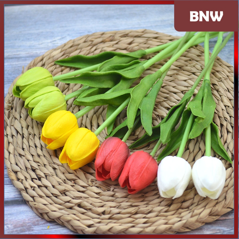 BNW - Bunga T1 Tulip 1 Kuntum Bahan Latex Bunga Palsu Plastik Edelweis Hias Artificial - GROSIR