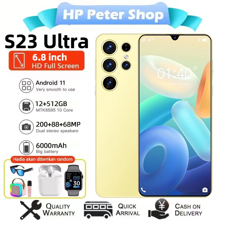 【Ori 2023 NEW】HP Baru Galaxy S23 Ultra Handphone Original 6.8Inci 12GB+512GB WIFI 5G Asli Smartphone