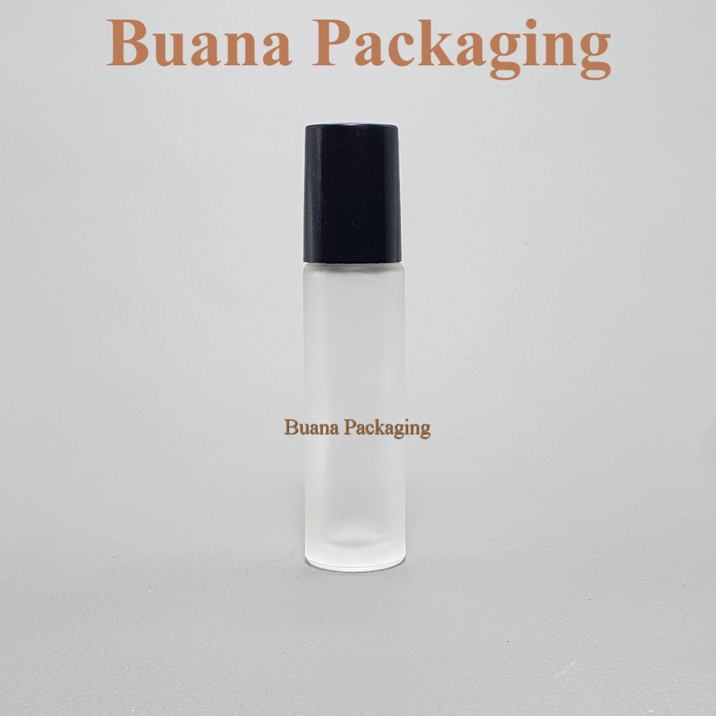 Botol Roll On 10 ml Clear Frossted Tutup Plastik Hitam Bola Plastik Hitam / Botol Roll On / Botol Kaca / Parfum Roll On / Botol Parfum / Botol Parfume Refill / Roll On 6 ml