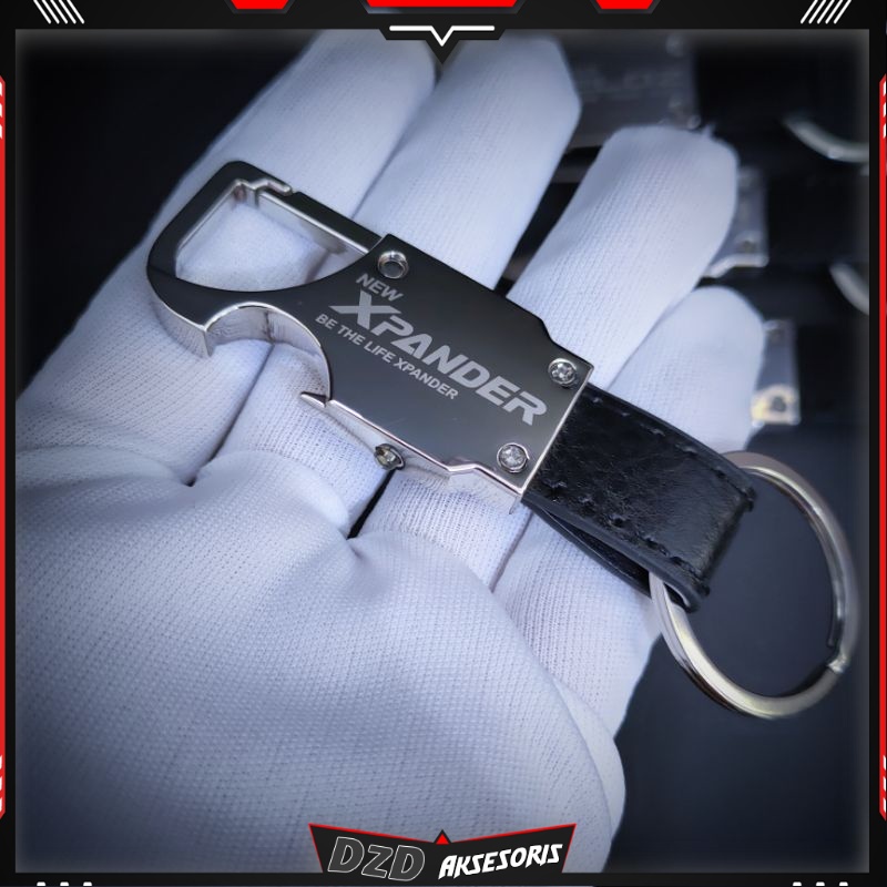 gantungan kunci kulit stainless mobil mitshubishi xpander logo