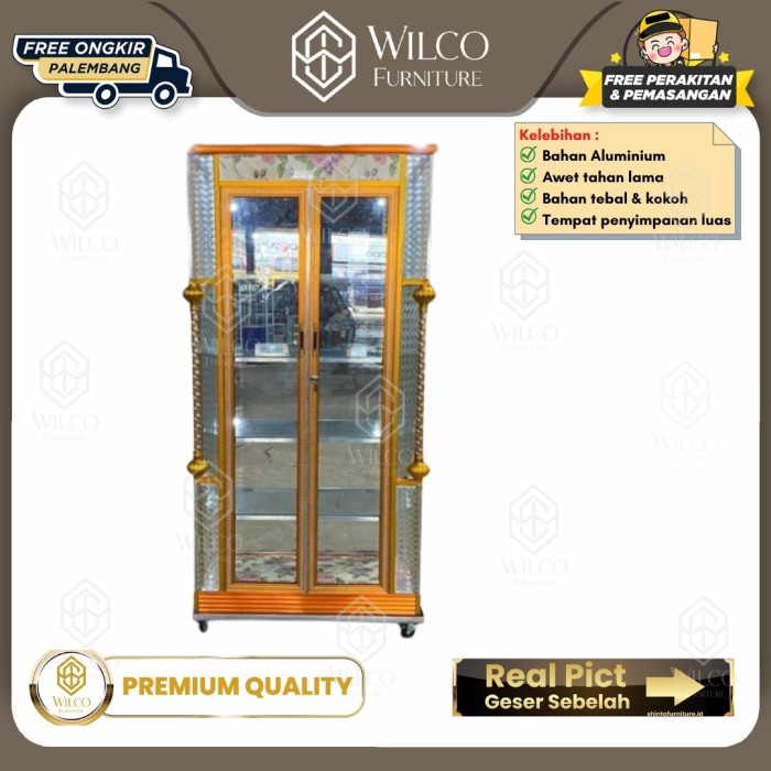 Lemari Hias Aluminium 2 Pintu / Lemari Kaca Hias 2 Pintu Alma GM