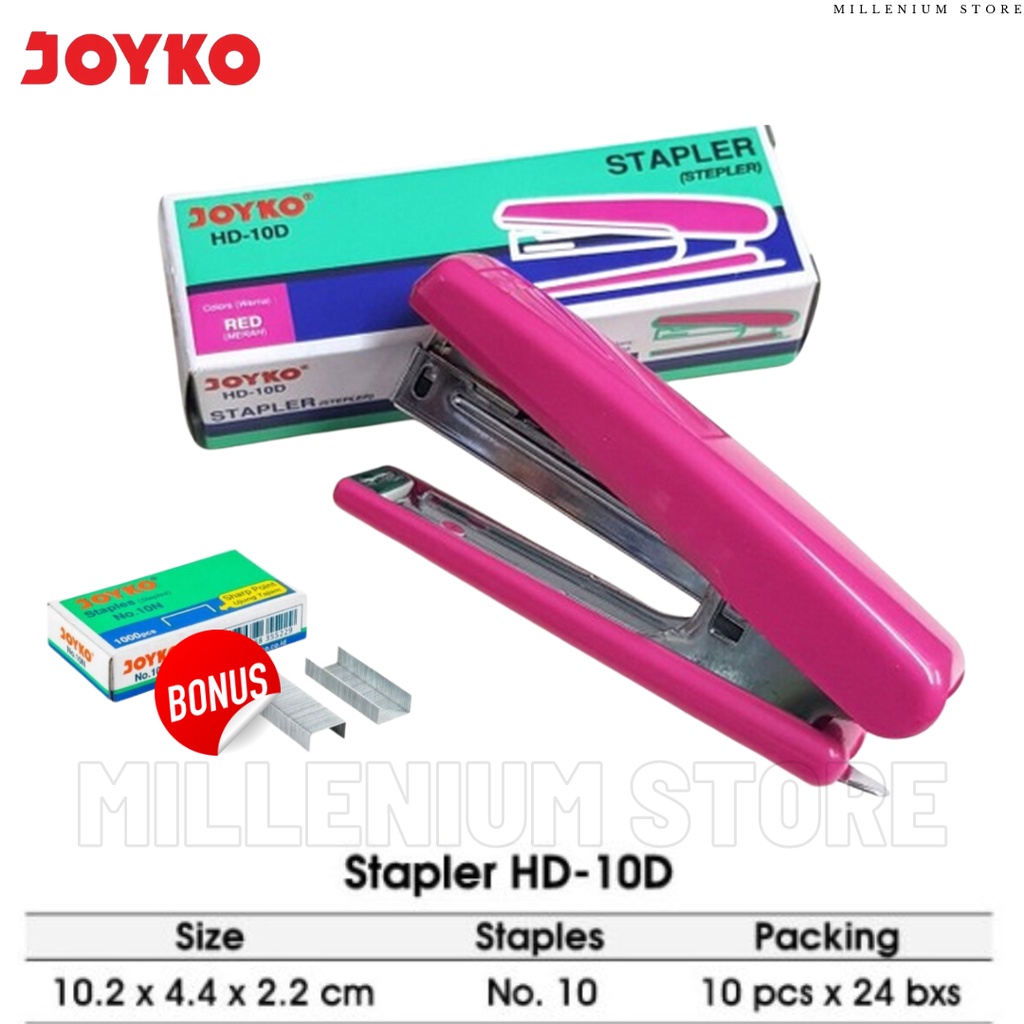 

( BONUS ISI 1 PCS ) Staples Joyko HD-10D / Stapler Kertas / Jepretan / Cekrekan / Staplers Kantoran Sekolahan dan Umum / Millenium Store