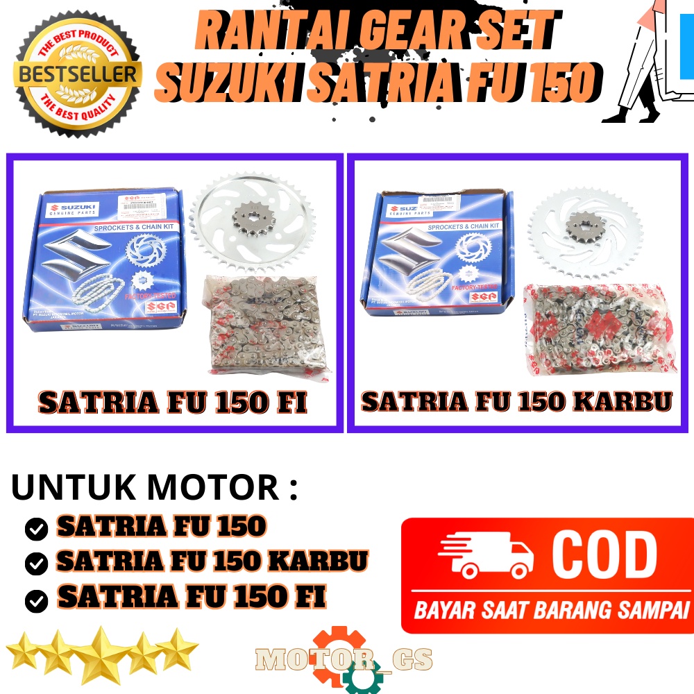 Gear Set Motor Suzuki Satria FU 150 FI / Rantai Gear Set Suzuki Satria FU 150 & Satria FU 150 Karbu