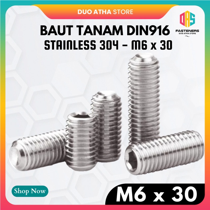 Baut Tanam L M6 x 30 / L-Set Socket M6x30 Stainless SS304