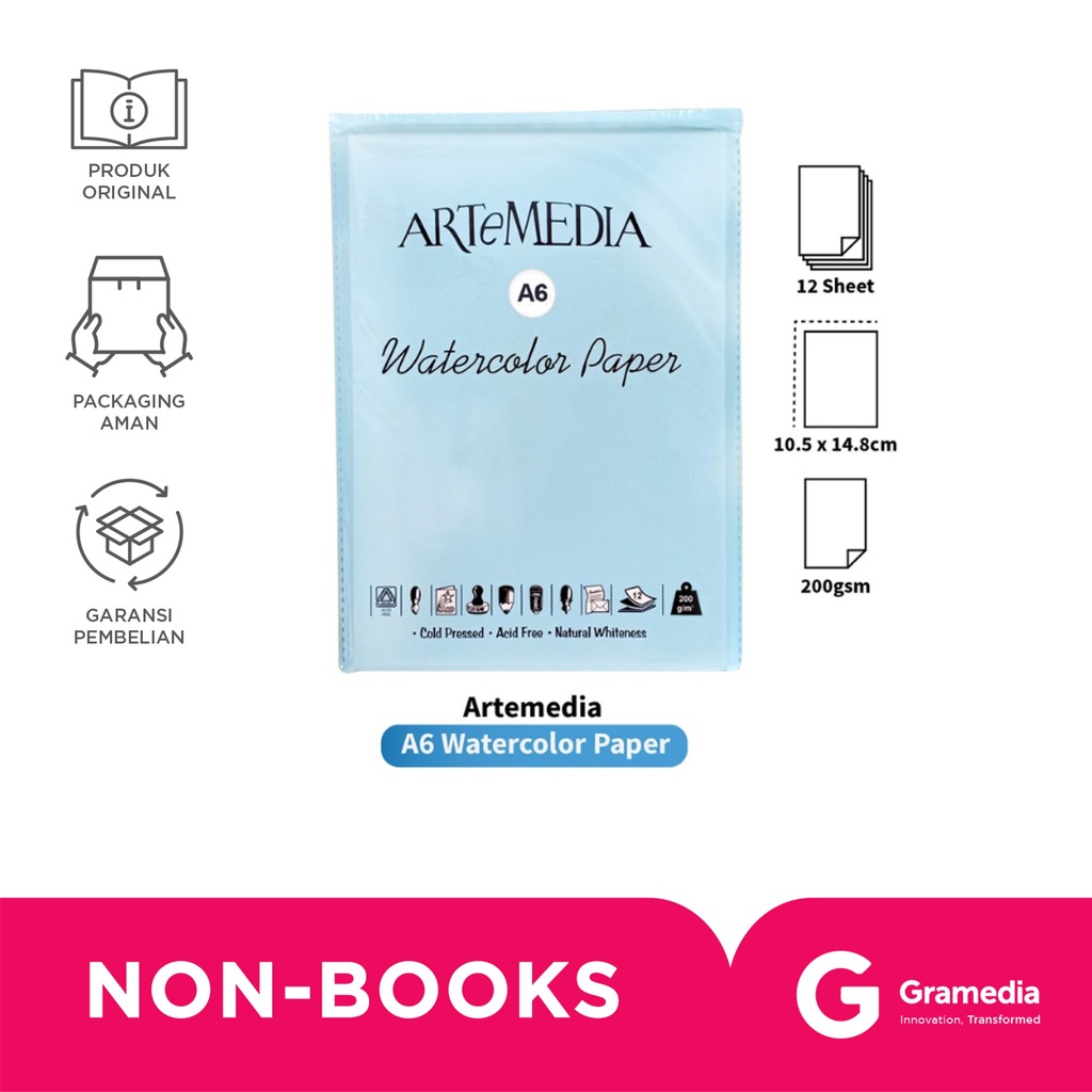 

Artemedia A6 Watercolour Paper 200Gsm 12S