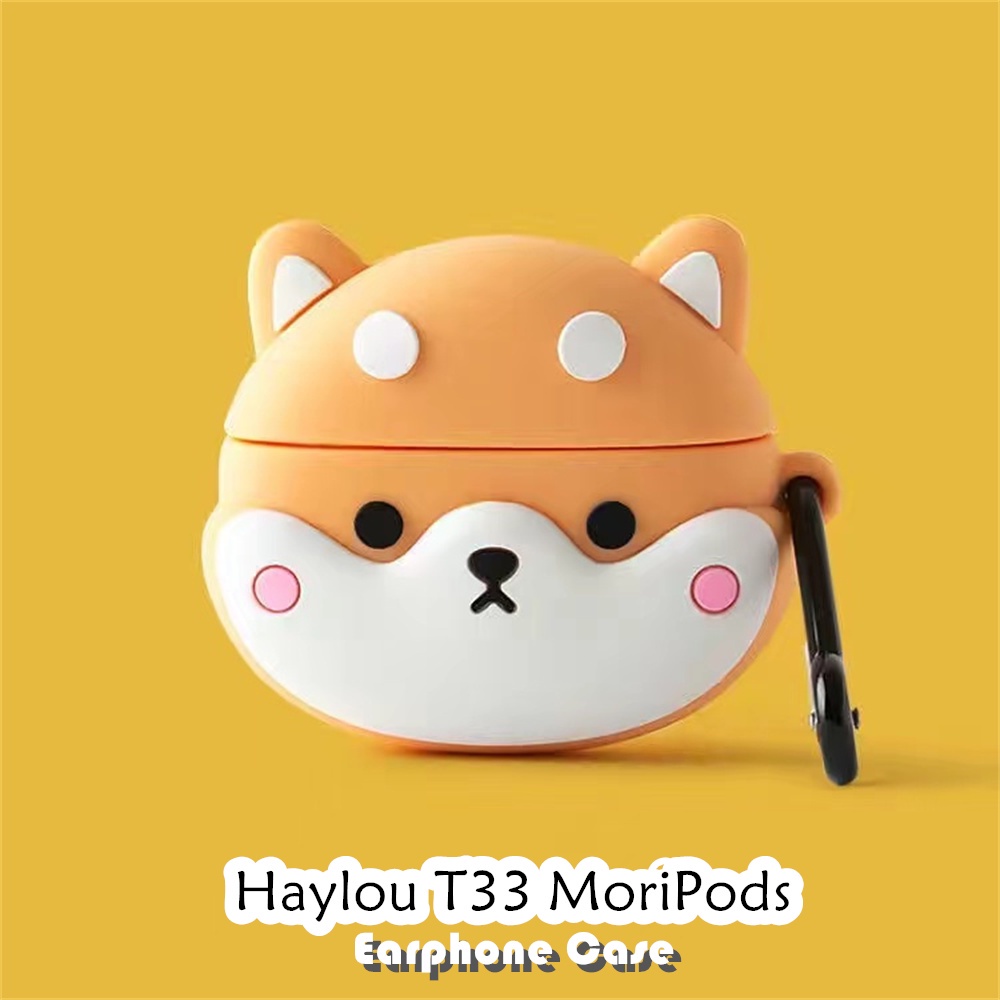 Discount Untuk Haylou T33 MoriPods Case Kartun Shiba Inu & ikan hiu Soft Silicone Kasus Telpon telin