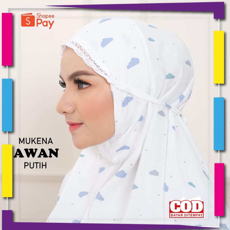RAMADHAN SALE // Mukena Dewasa Adem Motif Karakter Awan Cantik Lucu Bahan Rayon Dingin Model Elegan