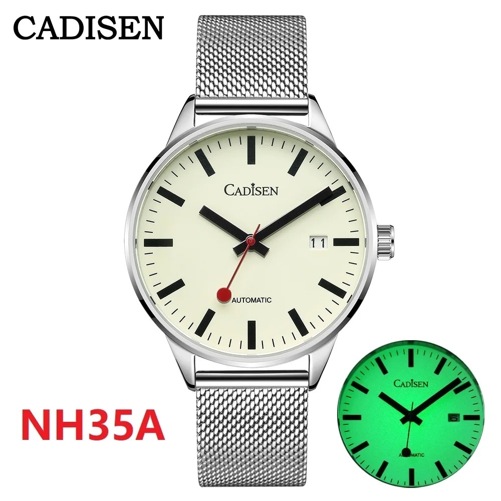 Jam Tangan Pria CADISEN Automatic Watch Men Luminous Stainless Steel Self-Wind Wristwatch NH35A Sapp