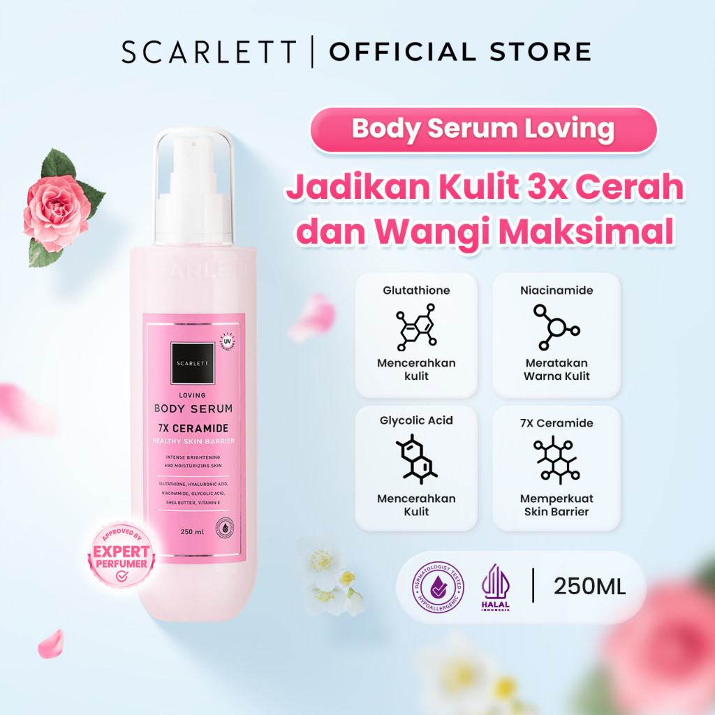 Scarlett Skincare Whitening Loving Body Serum Badan dengan 7X Ceramide untuk Mencerahkan Melembabkan