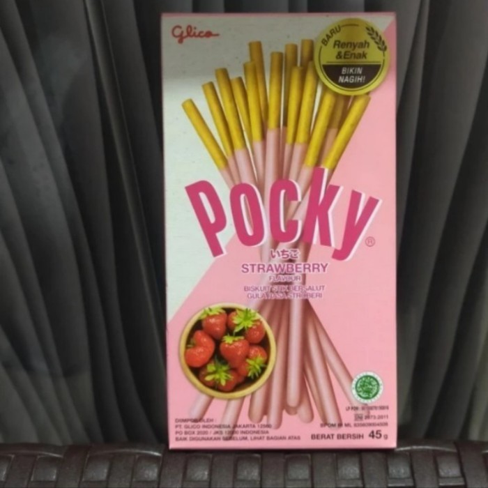 

glico pocky strawberry snack biscuit biskuit stick 45gr